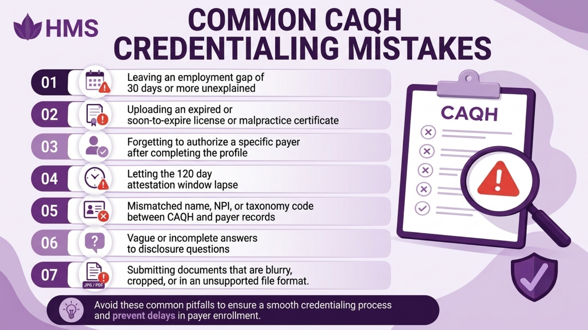 common caqh credentialing mistakes